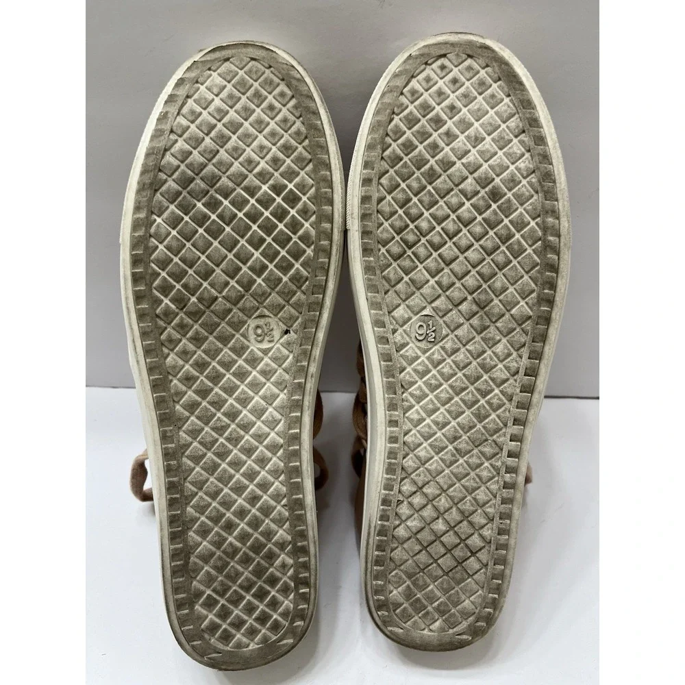 Steve Madden Lancer Sneakers Womens 9.5 Tan Blush Mesh Slip-On Cross Laces